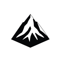 Fototapeta premium Mountain peak icon vector illustration simple black and white adventure travel logo design template