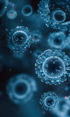 Microscopic view of viral structures revealing intricate patterns and biological complexity