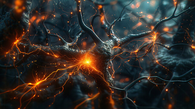 A cryptic and eerie representation of a brain surgery scene, with mysterious glowing neural networks and futuristic micro-technology in use