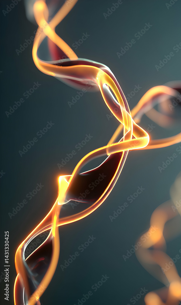 Poster striking luminous strands intertwine creating captivating forms a visualization of life processes an