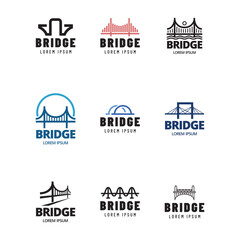 Set of bridge logo icon illustration template design isolated on white background.