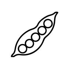 Black and White Pea Pod Outline Illustration