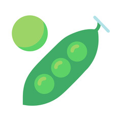 Flat Design Green Pea Pod with Pea Illustration