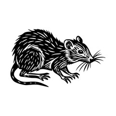 A vintage style illustration of rat 