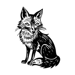Farm fox illustration in vintage style 
