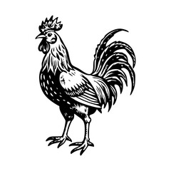 Farm rooster illustration in vintage style 