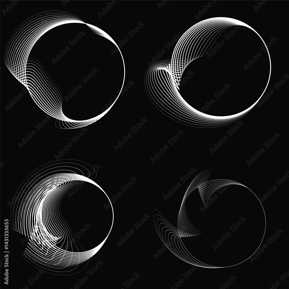 Poster lines in circle form . rotate rounded shape vector illustration .rotating circles form a ring.rotati