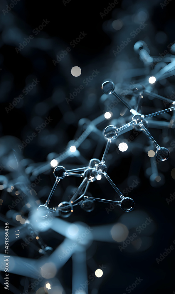 Poster abstract molecular structure visualization showcasing interconnectedness and complex networks