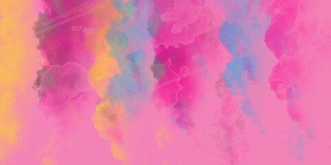 Pink watercolor background for your design, Brush stroked painting of colorful watercolor. Abstract image of exploded colorful powder, digital illustration. 