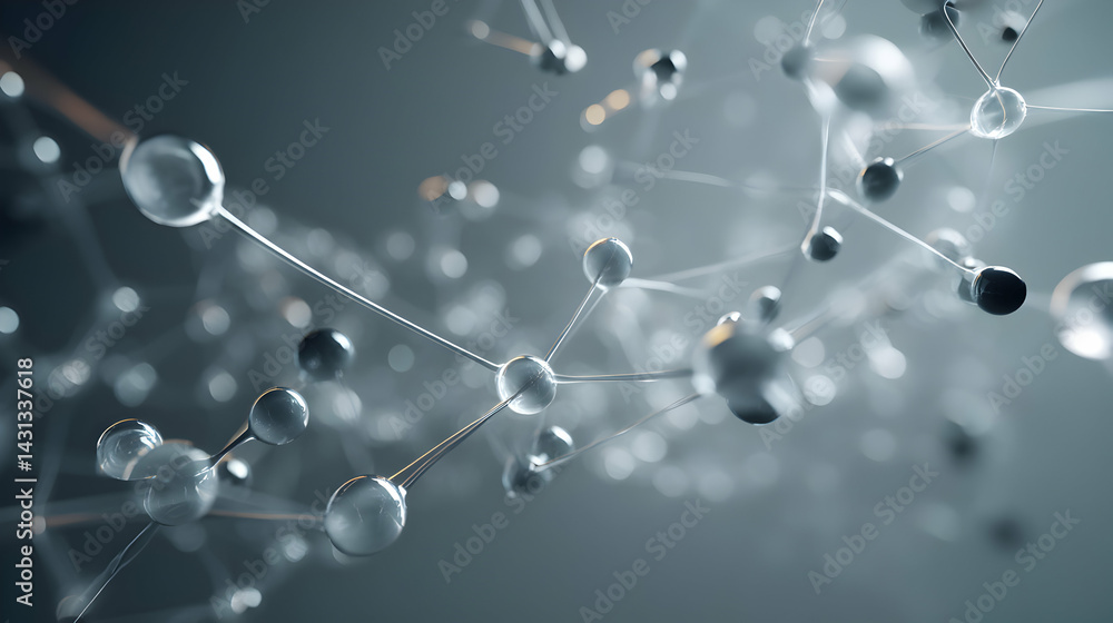 Poster abstract molecules interconnected forming a complex network representing scientific advancement or d
