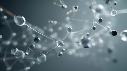 Abstract molecules interconnected forming a complex network representing scientific advancement or data structure