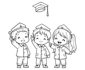 Chibi Pilot Graduation Coloring Page