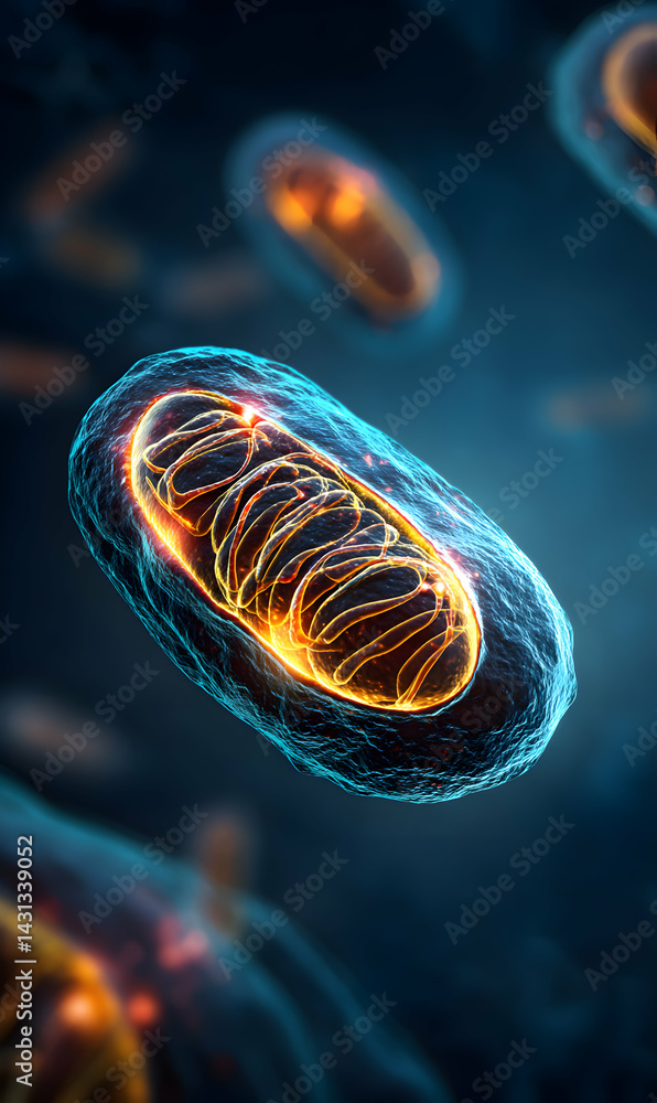 Poster detailed view of the cellular energy powerhouse mitochondria showcasing its intricate internal struc