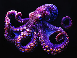 Fototapeta premium Artistic close-up of a deep-sea octopus in shades of iridescent purple, evoking a dreamlike fine art composition.