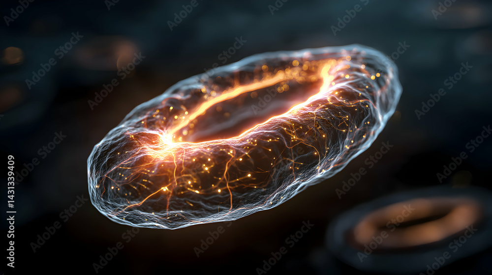 Poster a microscopic world of cellular energy generation through mitochondria and its intricate processes w