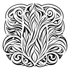 Abstract floral design resembling a stylized lotus flower with symmetrical swirl