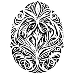 Abstract botanical motif illustration in a bold, swirling design, high contrast art