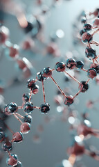 Molecular structure with interconnected atoms showcasing scientific research and future technology trends