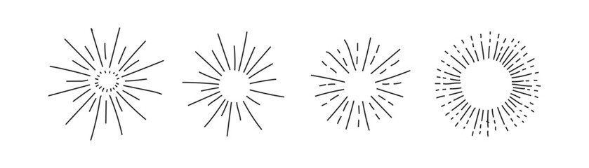 Obraz premium Set Hand drawn sunbursts 