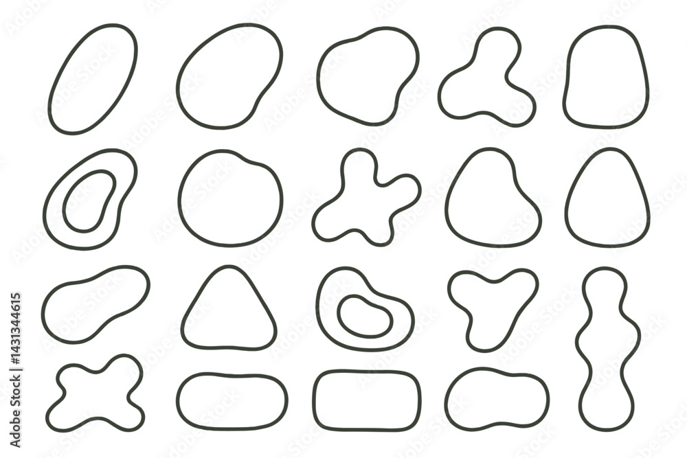 Aufkleber Icon set featuring various organic shapes for design elements and graphics projects