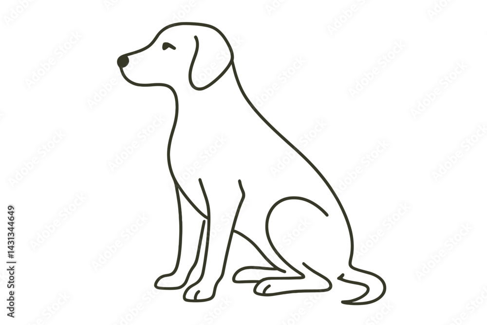 Poster minimalist dog icon design showcasing a sitting canine silhouette with simple lines and a clean aest