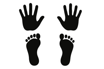 Fototapeta premium Hand and foot icon set featuring silhouettes and clean designs suitable for various applications in education or childcare