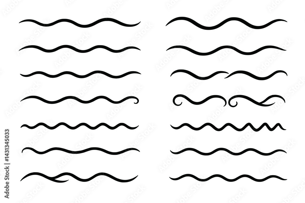 Poster Collection of elegant wave icons suitable for various design projects and creative applications