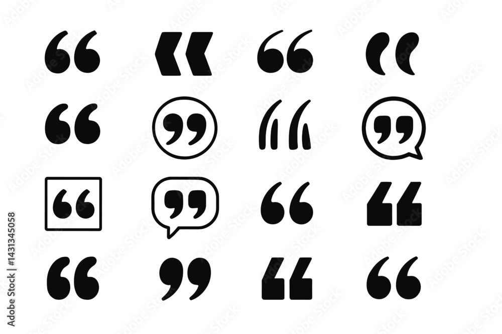 Aufkleber Diverse collection of quotation marks and speech symbols for graphic design applications