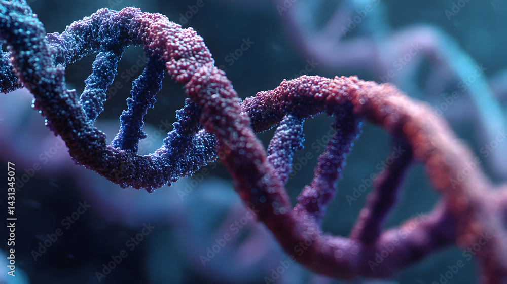 Poster intricate helical structure of a double helix suggesting genetic code and molecular architecture