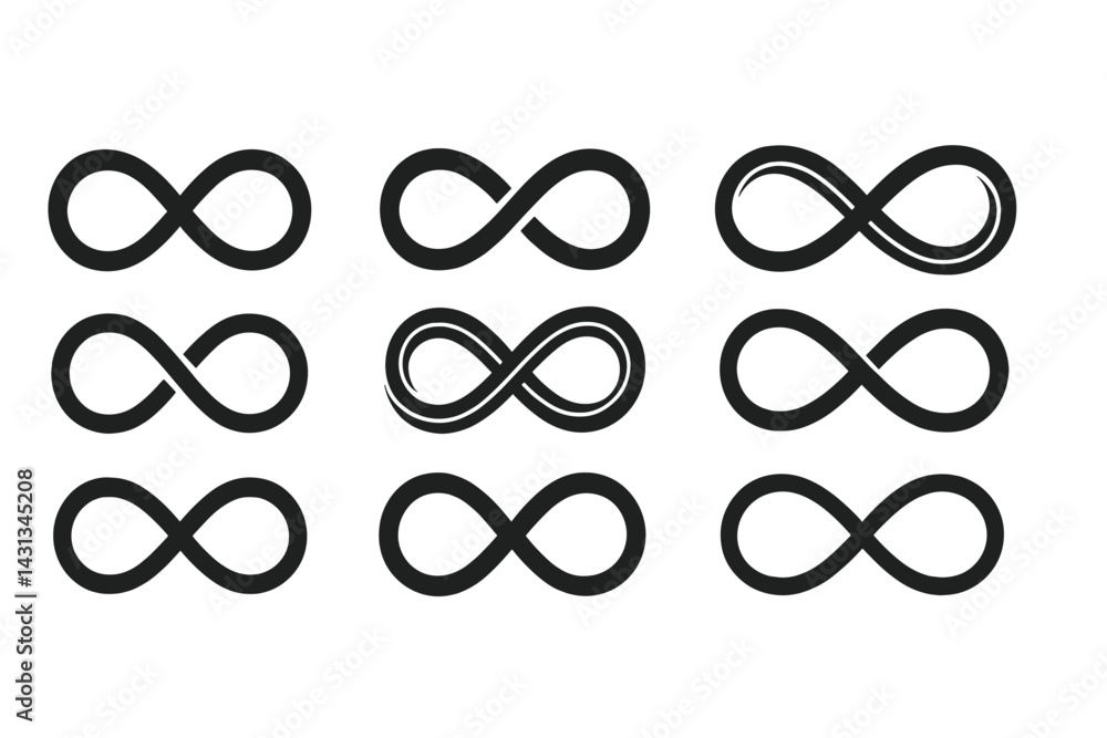Aufkleber collection of modern infinity icons showcasing various styles and designs for digital applications a
