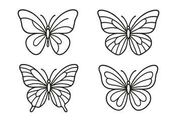 Fototapeta premium Beautiful hand-drawn butterfly icon set for various design projects and creative uses