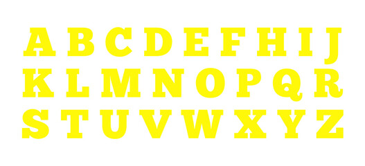The alphabet is yellow in Chunkfive writing style.
