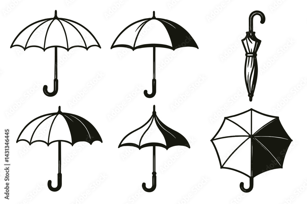 Aufkleber Collection of unique and stylish umbrella icons for various design projects and applications