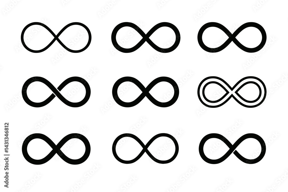 Aufkleber Collection of unique infinity symbols displayed in various styles and designs for creative use and inspiration