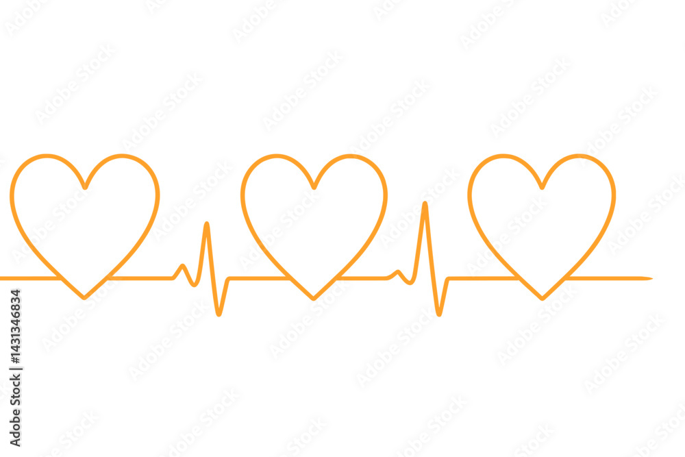 Poster Heartbeat line featuring hearts designed in a minimalist style for health and wellness concepts