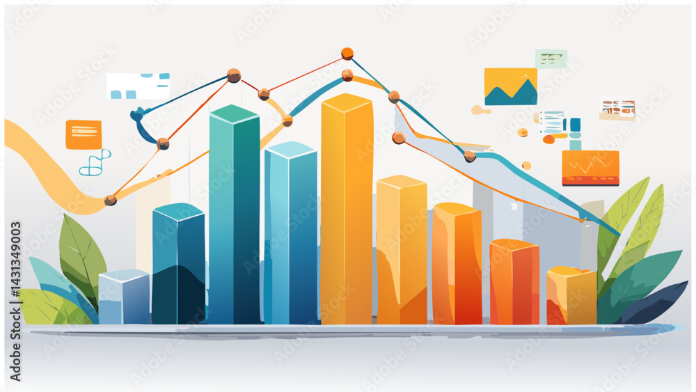 Poster data visualization vector graphs