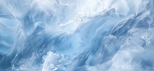 Abstract ice background with frozen textures and blue color, banner design. 