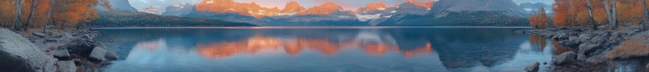 Fototapeta premium Abstract blurred landscape with water reflection and soft colors.