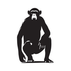 Vector-style chimpanzee silhouette ideal for high-end branding and modern logos – chimpanzee silhouette – chimpanzee vector – chimpanzee illustration – silhouette of chimpanzee – chimpanzee icon

