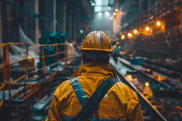 A construction worker is part of a team building a new subway line in a major city