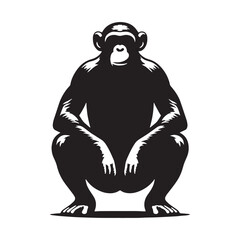 Bold, minimalistic chimpanzee silhouette vector design perfect for digital projects – chimpanzee silhouette – chimpanzee vector – chimpanzee illustration – silhouette of chimpanzee – chimpanzee icon

