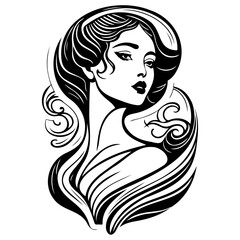 Elegance and Mystery: A Vector Portrait Exploring Feminine Beauty and Style