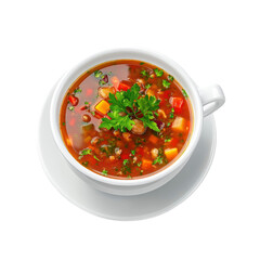 Delicious and Hearty Vegetable Soup in a White Bowl