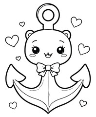 coloring page Anchor with Face and Bowtie