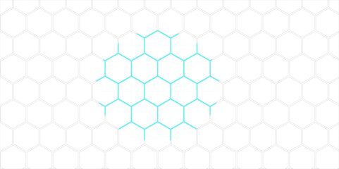 Abstract geometric design featuring a seamless blue hexagon pattern with a metallic honeycomb texture