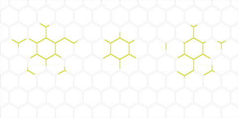 Abstract hexagonal pattern with honeycomb texture and bee-yellow design