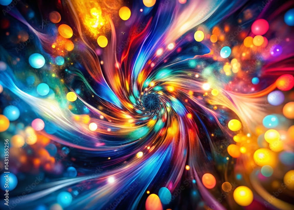 Wall mural abstract fractal background: turbulent motion with bokeh effect