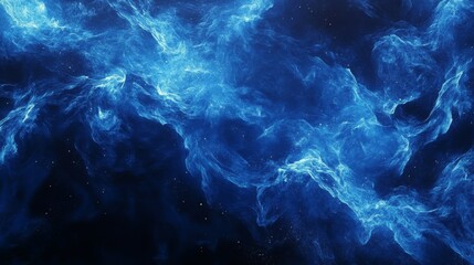 Fototapeta premium Abstract blue wavy background with glowing lines and floating particles, ideal for website banners or digital wallpapers