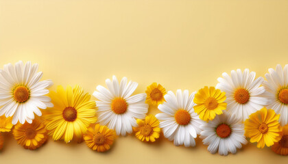 Obraz premium Margaret flowers on yellow background Generated image