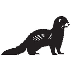 Obraz premium Sharp and sleek ferret silhouette vector illustration with clean profile – ferret silhouette – ferret vector – ferret illustration – silhouette of ferret – ferret icon